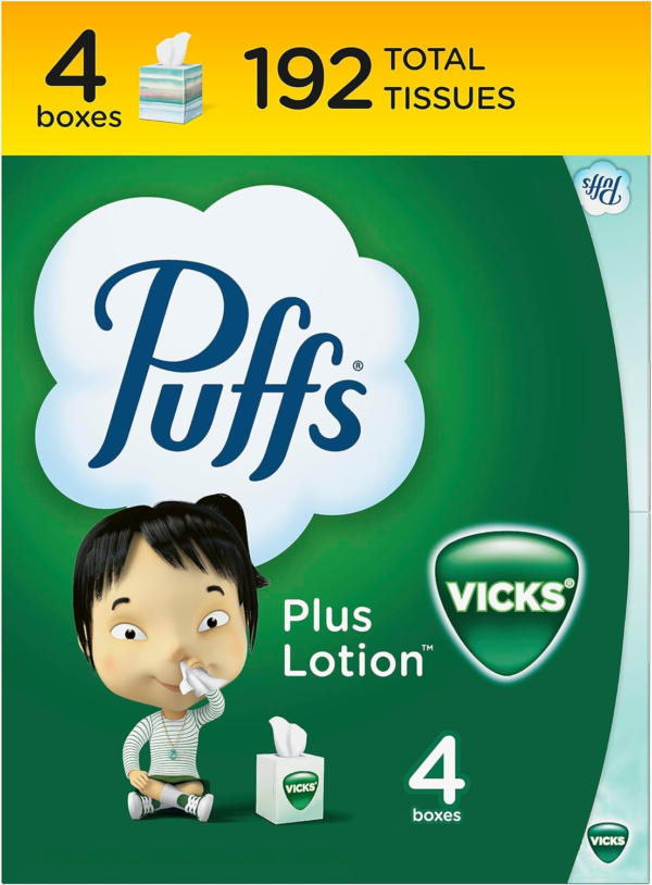 plus Lotion with Vicks Facial Tissues, 4 Cubes, 48 Tissues per Box - Image 2