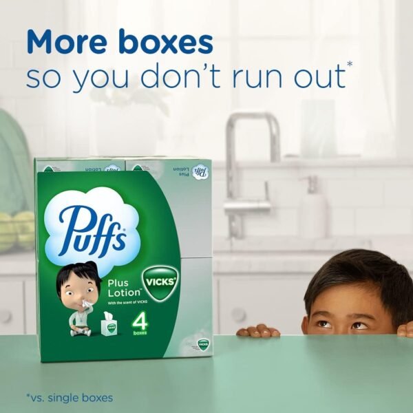 plus Lotion with Vicks Facial Tissues, 4 Cubes, 48 Tissues per Box - Image 4