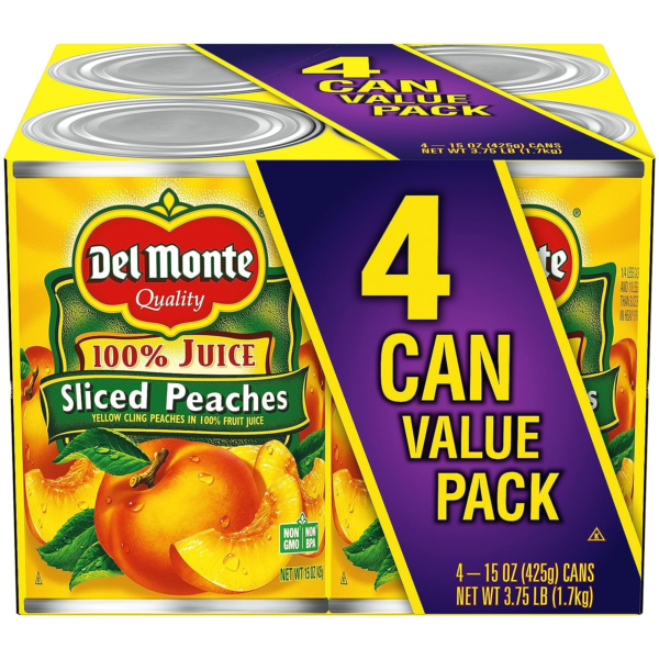 Yellow Cling Sliced Canned Peaches in 100% Juice, 15 Oz Cans (Pack of 4) - Image 2