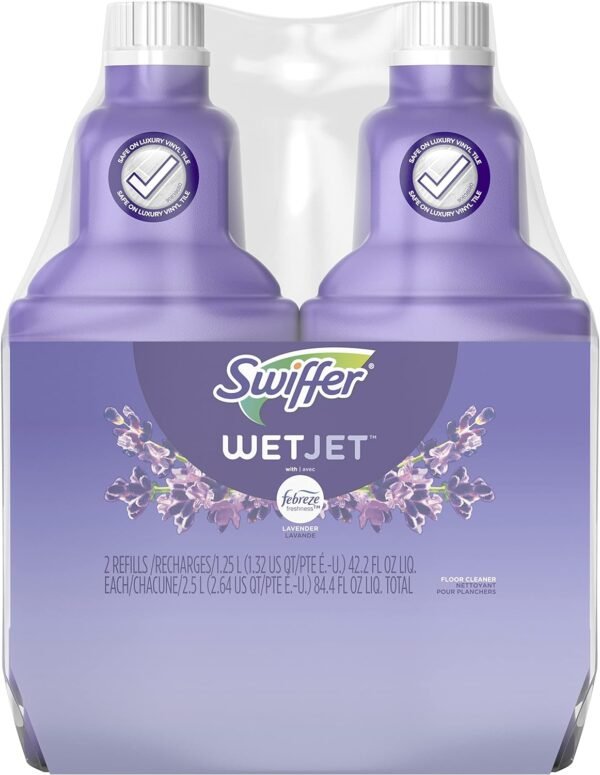 Wetjet Multi-Purpose Floor Cleaner Solution with Febreze Refill, Lavender Scent, 1.25 Liter -42.2 Fl Oz (Pack of 2)